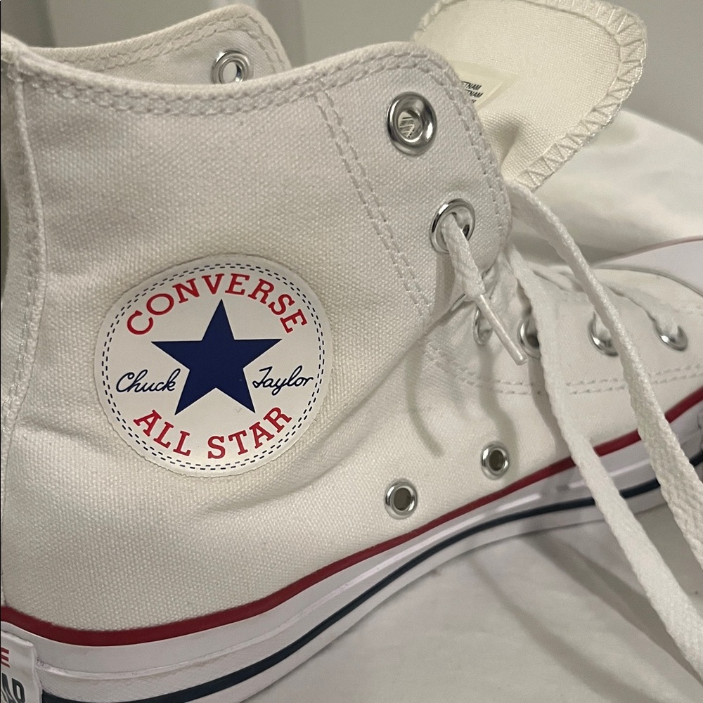Converse CTAS White high top sneaker studded gold silver metal studs M 5 W 7 EUC - Picture 8 of 10